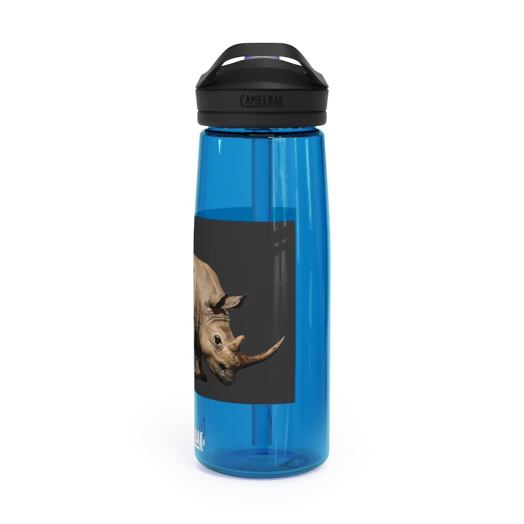 Rhino CamelBak Eddy® Water Bottle in 20oz and 25oz sizes, showcasing its durable Tritan™ material and spill-proof design.